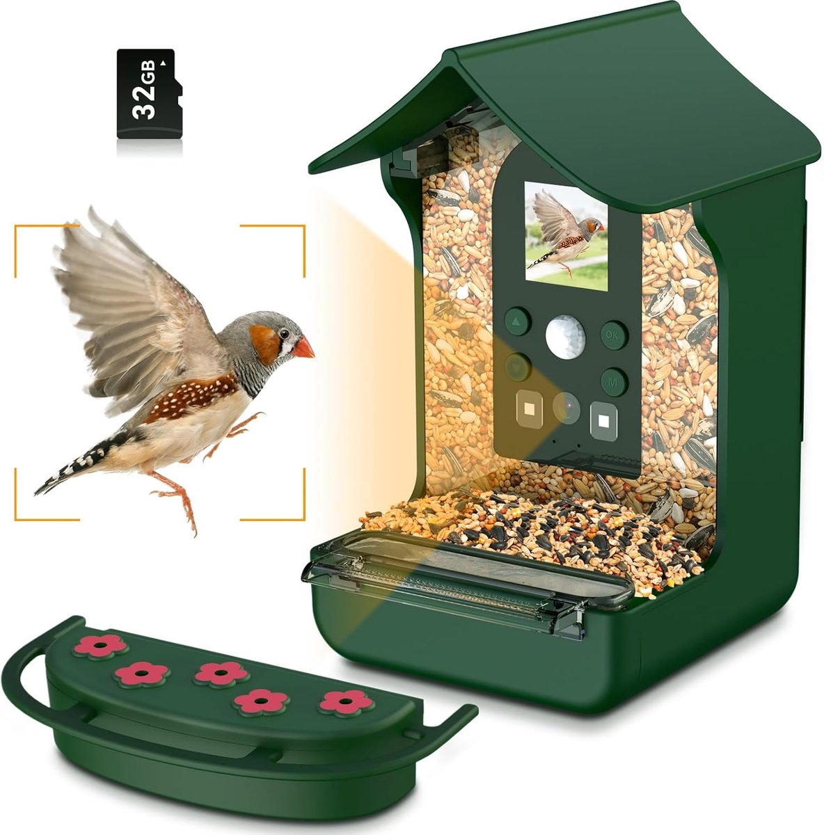 SnelShoppen - Vogelhuis met Camera 1080P HD Video, Voederhuis met Nachtzicht, Automatische PIR Bewegingssensor, Tuinaccessoire voor Vogelliefhebbers