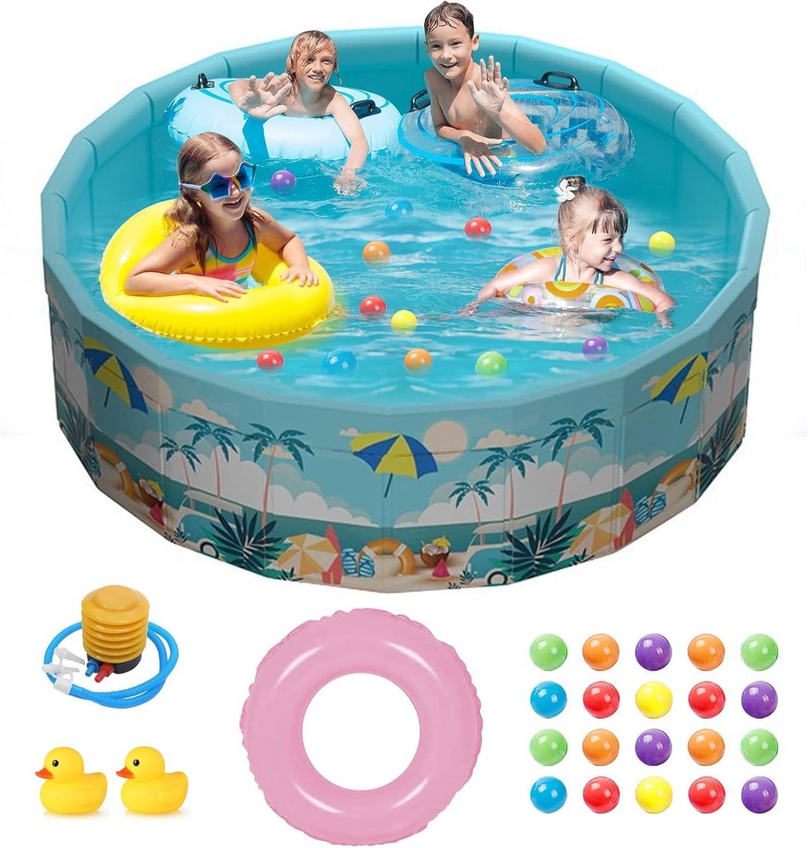 SnelShoppen - Grote Paddling Pool 160x45 cm, Opvouwbaar, Kinderen & Dieren, Duurzaam PVC, Zwembad voor Tuin, Camping, Feest, Waterplezier voor 1-5 Per