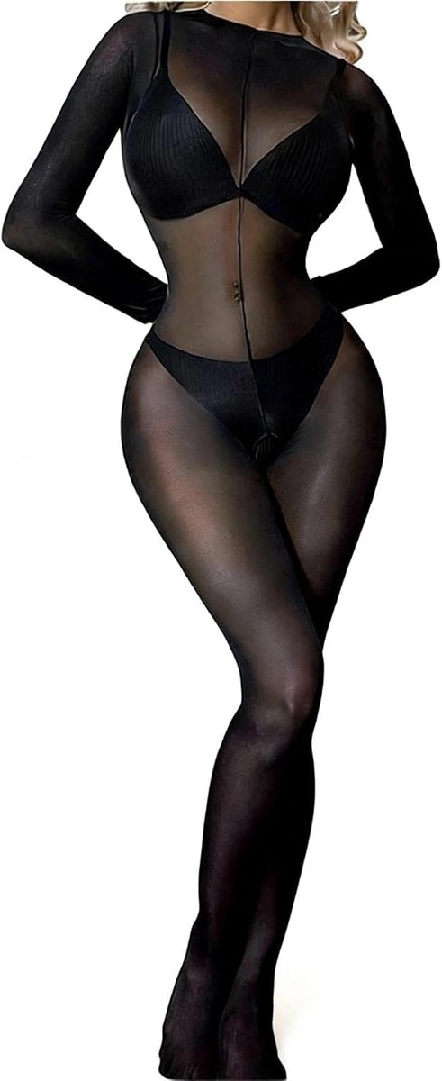 Bodystocking vrouwen - een stuk bodysuit - visnet luipaard - sexy hoge stretch slim fit - ShopVlot