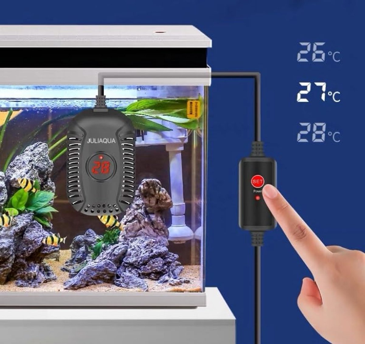 SnelShoppen - Aquariumverwarming met Temperatuurweergave en Instelbare Thermostaat, Verwarmingselement voor Vissen en Schildpadden, 25W, 50W, 100W, 15