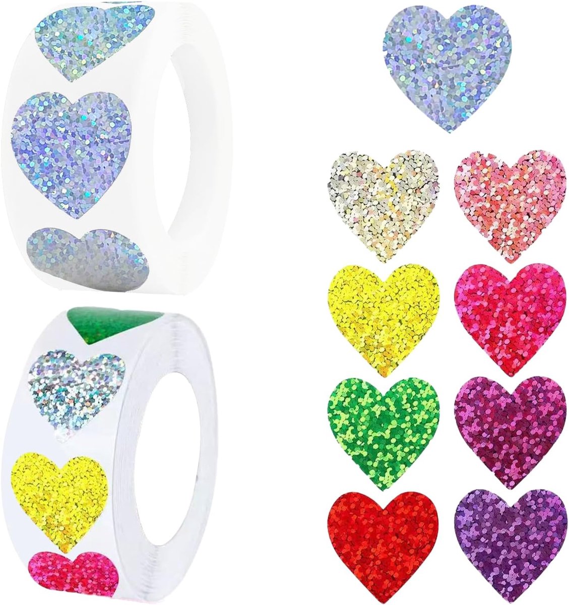 Beloningsstickers voor kinderen 2,5 cm - holografische hart - waterdicht - perfect voor klassikale beloningen - ShopVlot