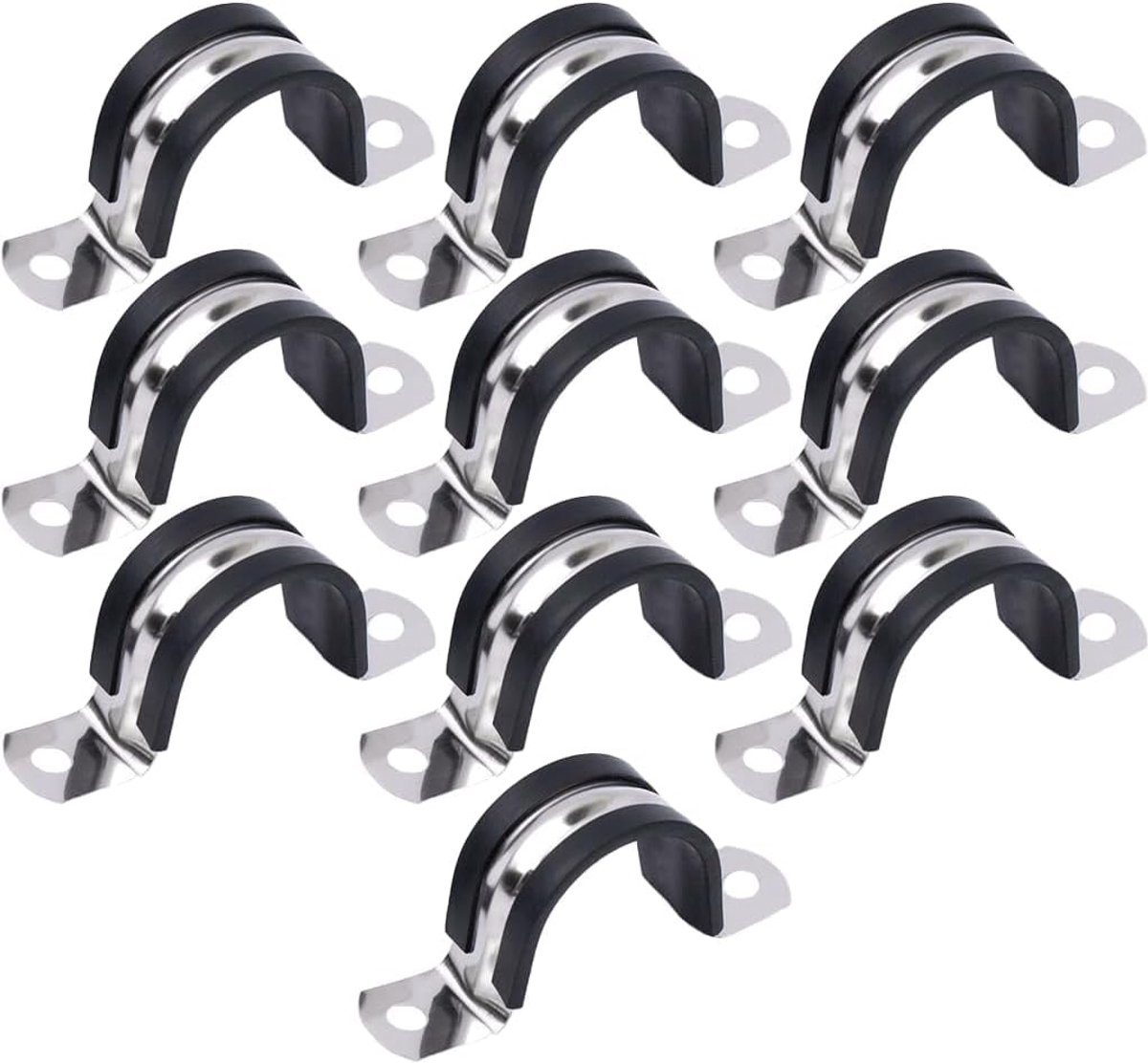 U-buisklemmen 16 mm - 304 roestvrij staal - rubberen bekleding - perfecte buisbevestiging - ShopVlot
