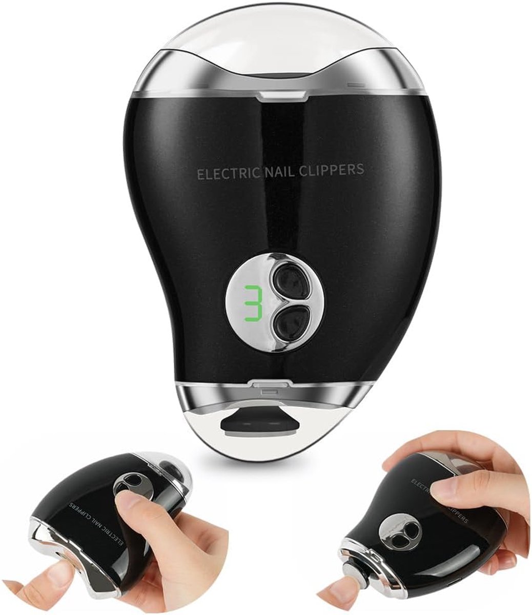 SnelShoppen - Elektrische Nagelknipper 2-in-1 Mango Vorm, Oplaadbaar, Stil met LED Licht en Nagelafval Opslag voor Baby en Kinderen