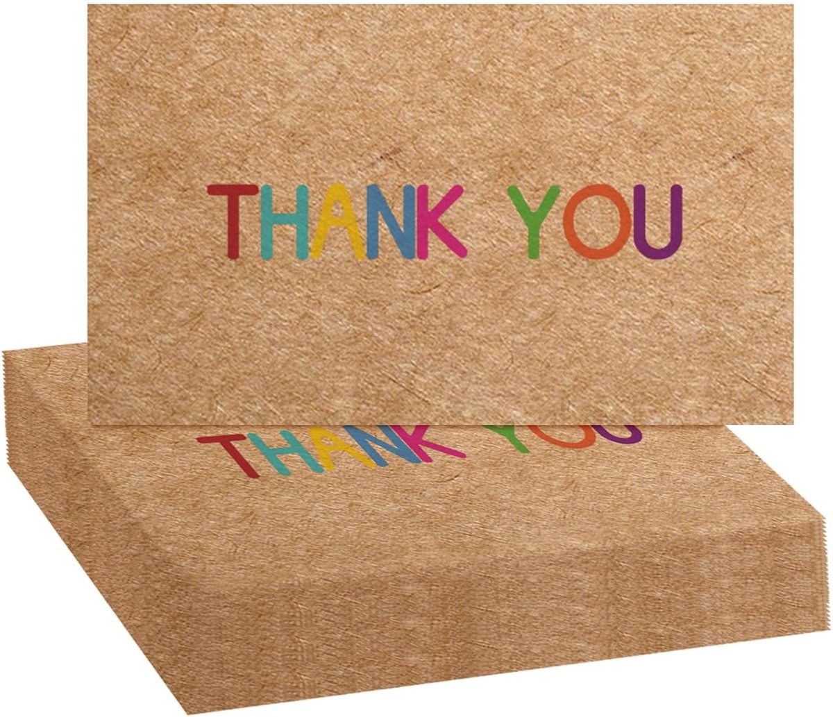 SnelShoppen - Onperpoe Wenskaarten Thank You - 10 Stuks - Kleurrijke Bedankkaarten - Geschikt voor Verjaardagen, Feestjes, Bedankjes, en Meer