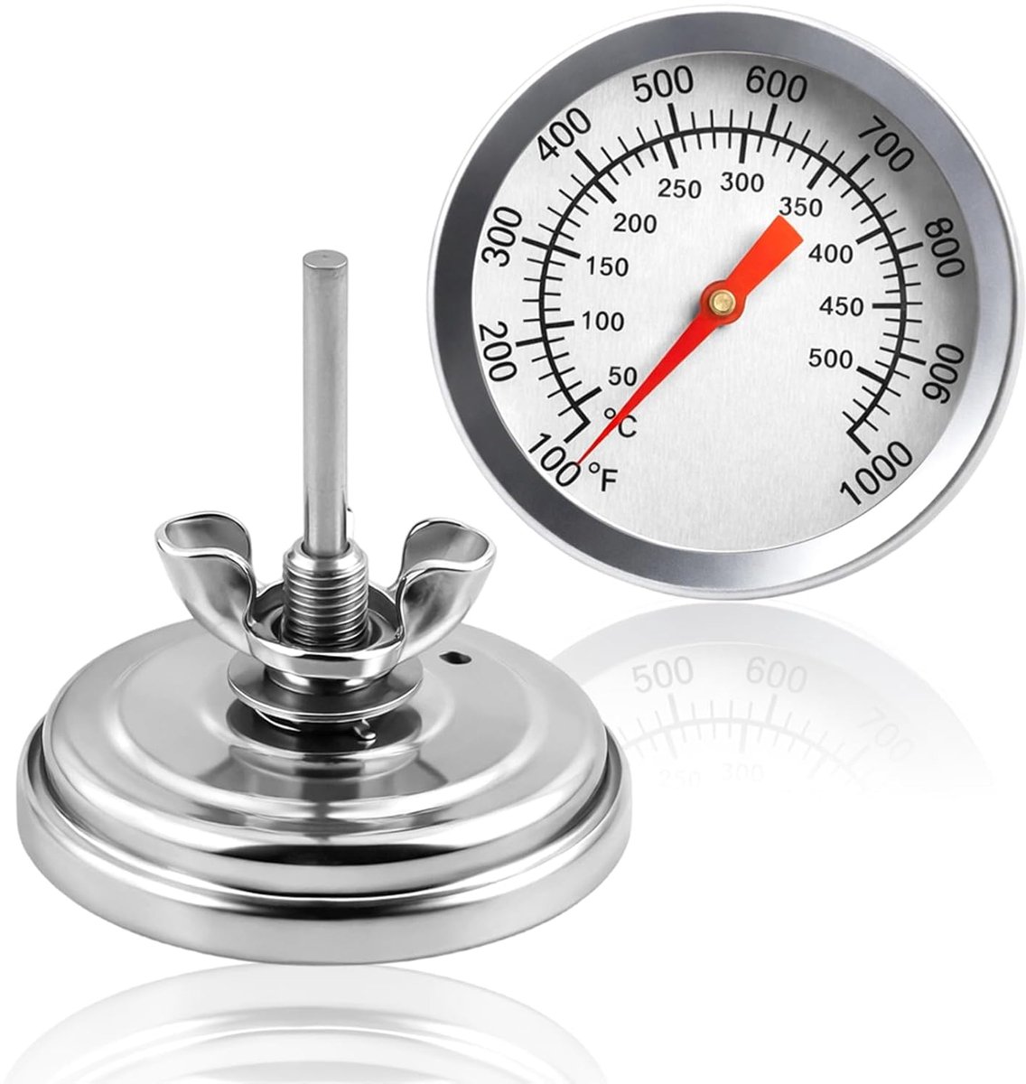 SnelShoppen - Analoge Thermometer voor Grill, Rokerij en Oven - Temperatuursensor tot 1000°C - Roestvrij Staal - Universele Vervanging voor Barbecue-o
