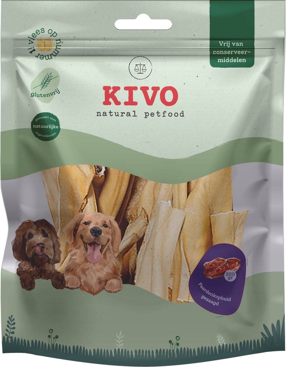 Kivo Petfood Hondensnack Paardenkophuid gezaagd 200 gram - Graanvrij en Glutenvrij