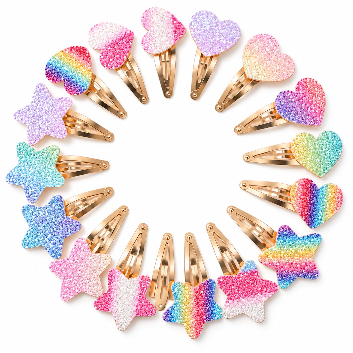 Vavida Haarspeldjes - 16 stuks - Hart - Ster - Regenboog - Meisje - Glitter - Foam