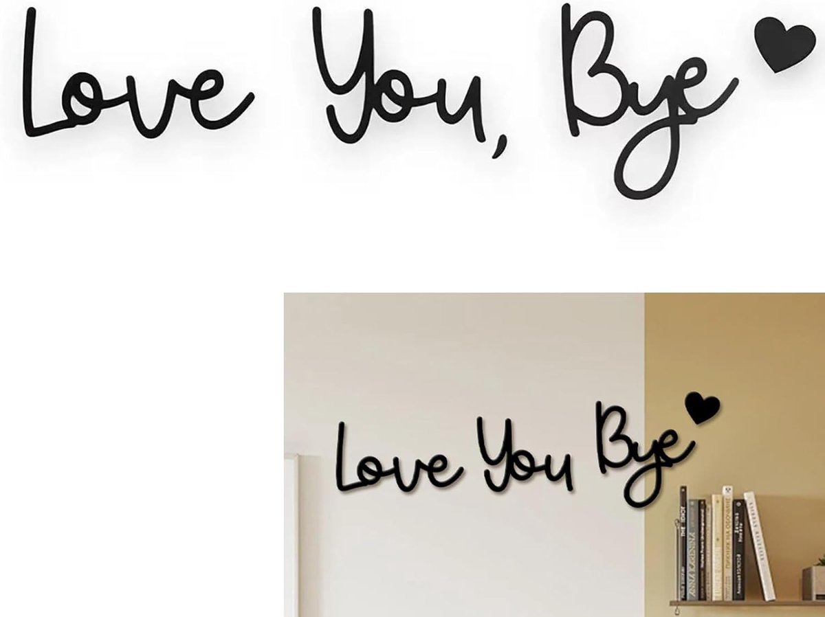 You Bye Boven Deur Bord - Zwarte houten muurkunst voor hal en trappen Love You Bye Teken Home Decor Hout voor deuren en muren