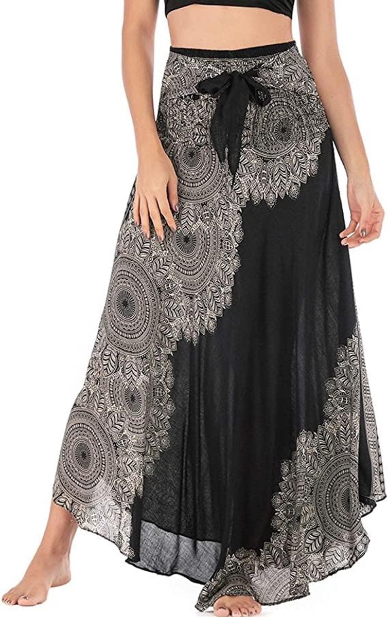 Dames 5 cm 1 Vintage Maxi Rok Bloemenprint Bohemen Hoge Taille Zomer Lange Jurken Elegante A-lijn Rok voor Party Strand Foto's