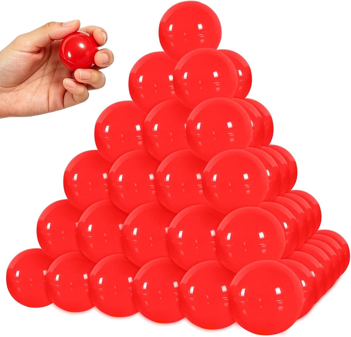 50 stuks loterij ballen om te openen, 3 cm plastic ballen om te vullen, tombola-ballen voor feestgeschenken, winnende spel, feestelijke bingo (rood)