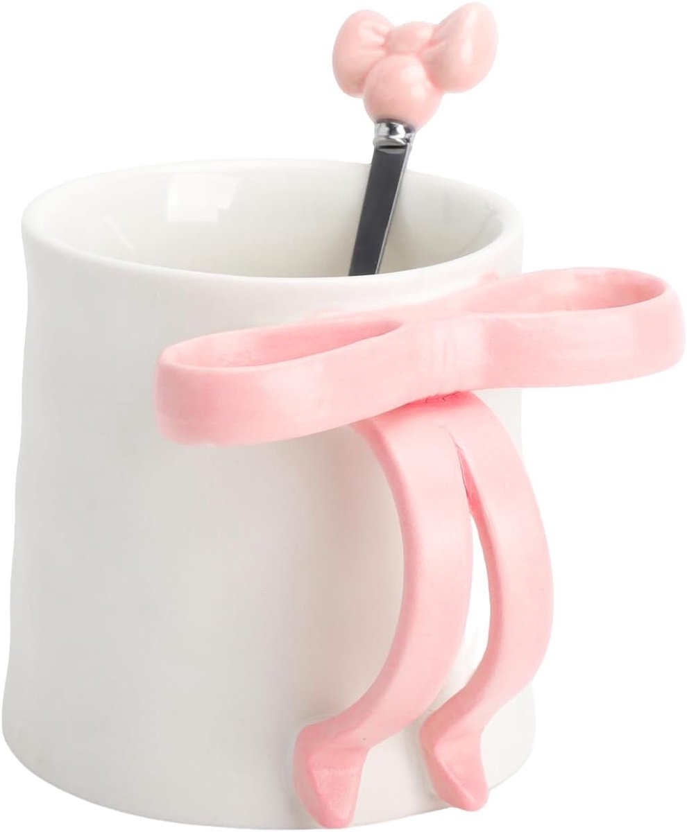 350 ML Roze Strik Koffiemok Schattige Mug Porselein Koffie Theekop Kerami