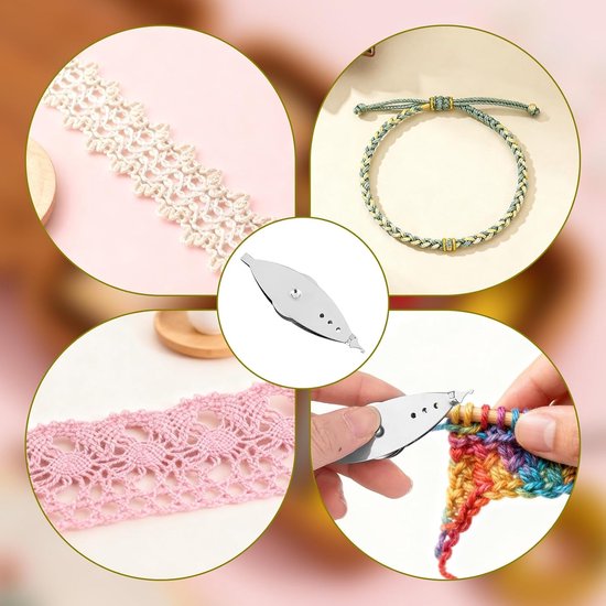 3 Stuks Naaldenspoeltjes voor Beginners met Spoel, Premium Metaal Frivoliteitenspoeltje Brei- en Naaiaccessoires Huishoudelijk Gebruik voor het Maken van Vintage Kant en Doe-Het-Zelfprojecten — afbeelding 5