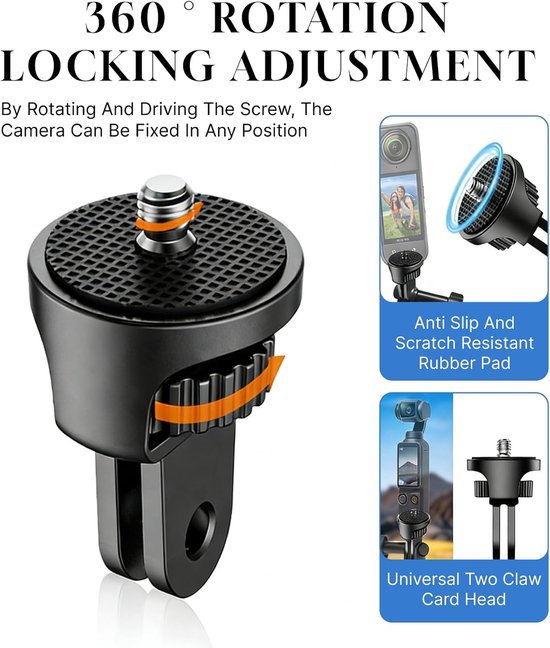 Set van 2 universele adapters voor actiecamera's, met 360° rotatie en schokdempers, ideale accessoires voor GoPro en Insta360 X5 bevestigingen, perfect voor het vastleggen van je avonturen — afbeelding 4