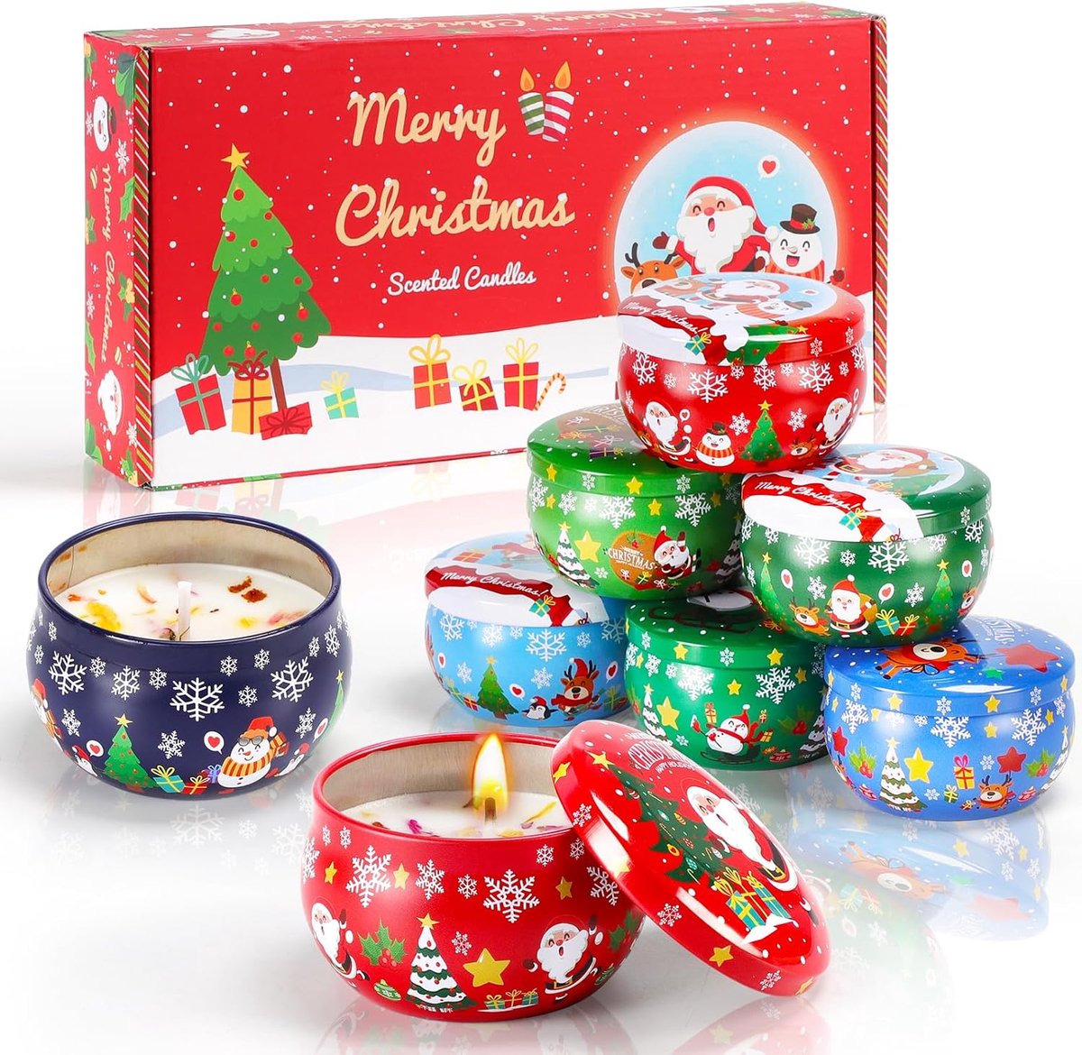 Cadeauset voor vrouwen, 8 stuks natuurlijke sojawas, geurkaarsen, cadeaus voor vrouwen, cadeau-ideeën voor verjaardag, Kerstmis, stressvermindering, yoga (A)
