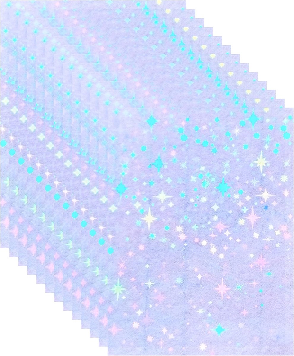 20 vellen A4 (210 x 297 mm) Stars holografische zelfklevende vinyl stickers papier overlay