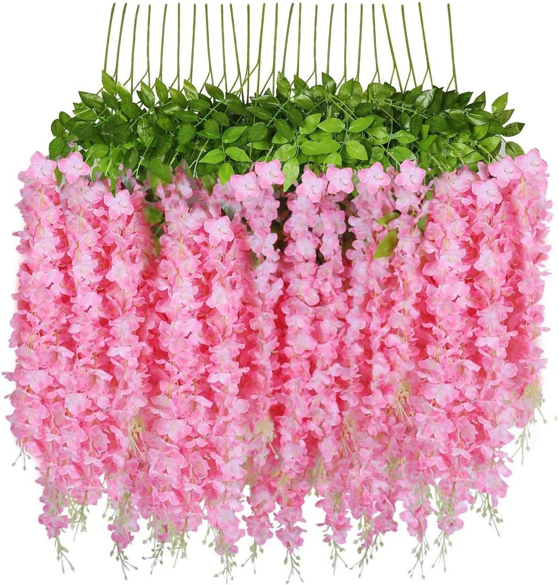 Kunstbloemen Nep Wisteria Garland Opknoping Wisteria Zijde Bloemen voor Thuis Tuin Bruiloften Party Decor (Roze)