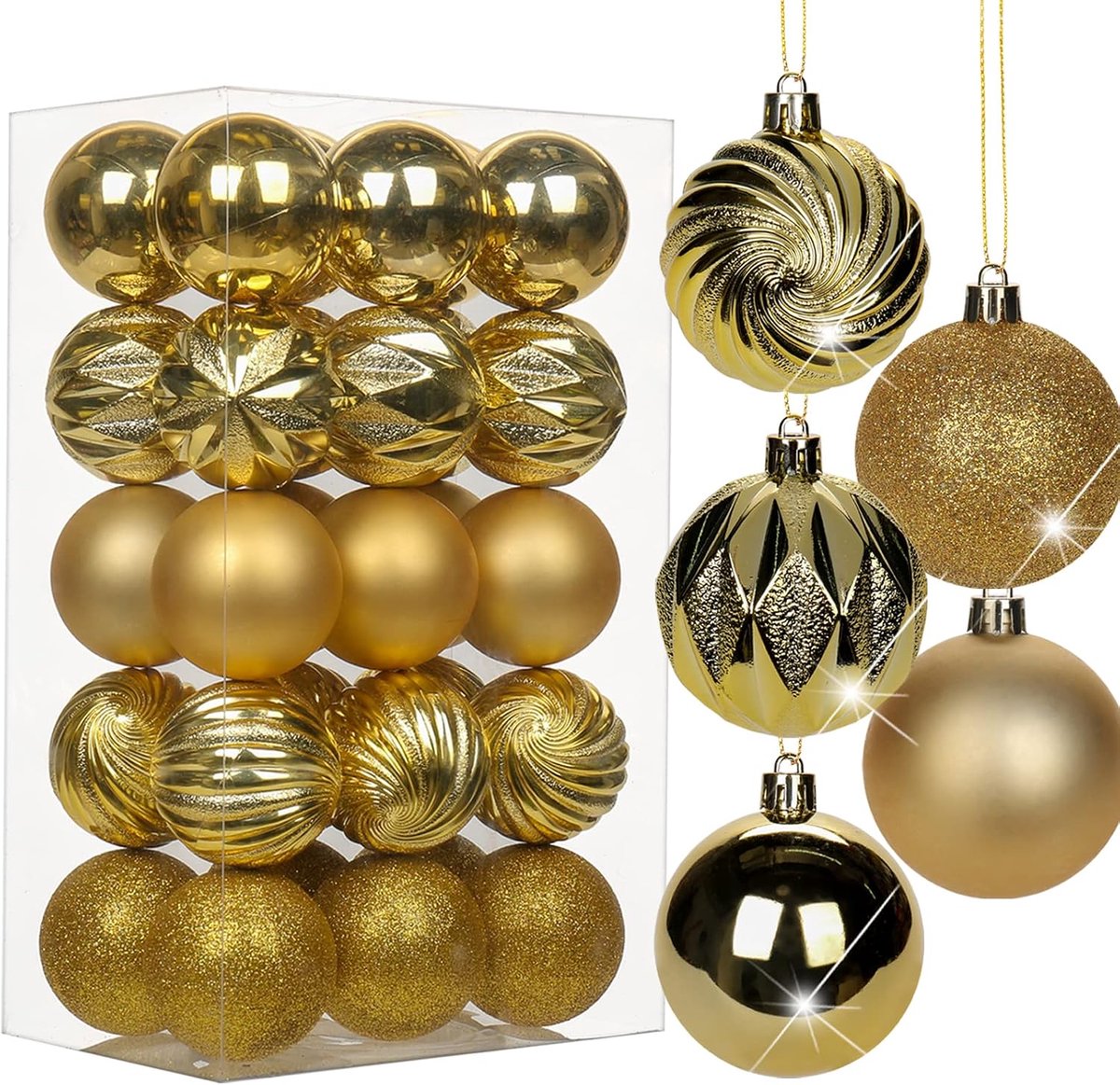 Kerstballen van 6 cm, kunststof kerstboomversiering met ophangoog, kerstboomversiering voor bruiloft, feestdagen, feest, Kerstmis, Halloween, woondecoratie