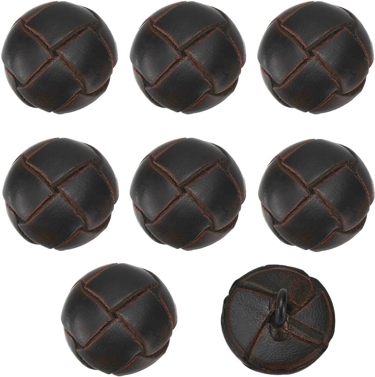8Pcs 15Mm Kokos Bruin Lederen Cover Schacht Knoppen Half Ronde Met Legering Vinden En Hars Binnen Vintage 1 Gat Knop Voor Naaien Maken Kleding Accessoires Pak Jas Decor Diy Craft