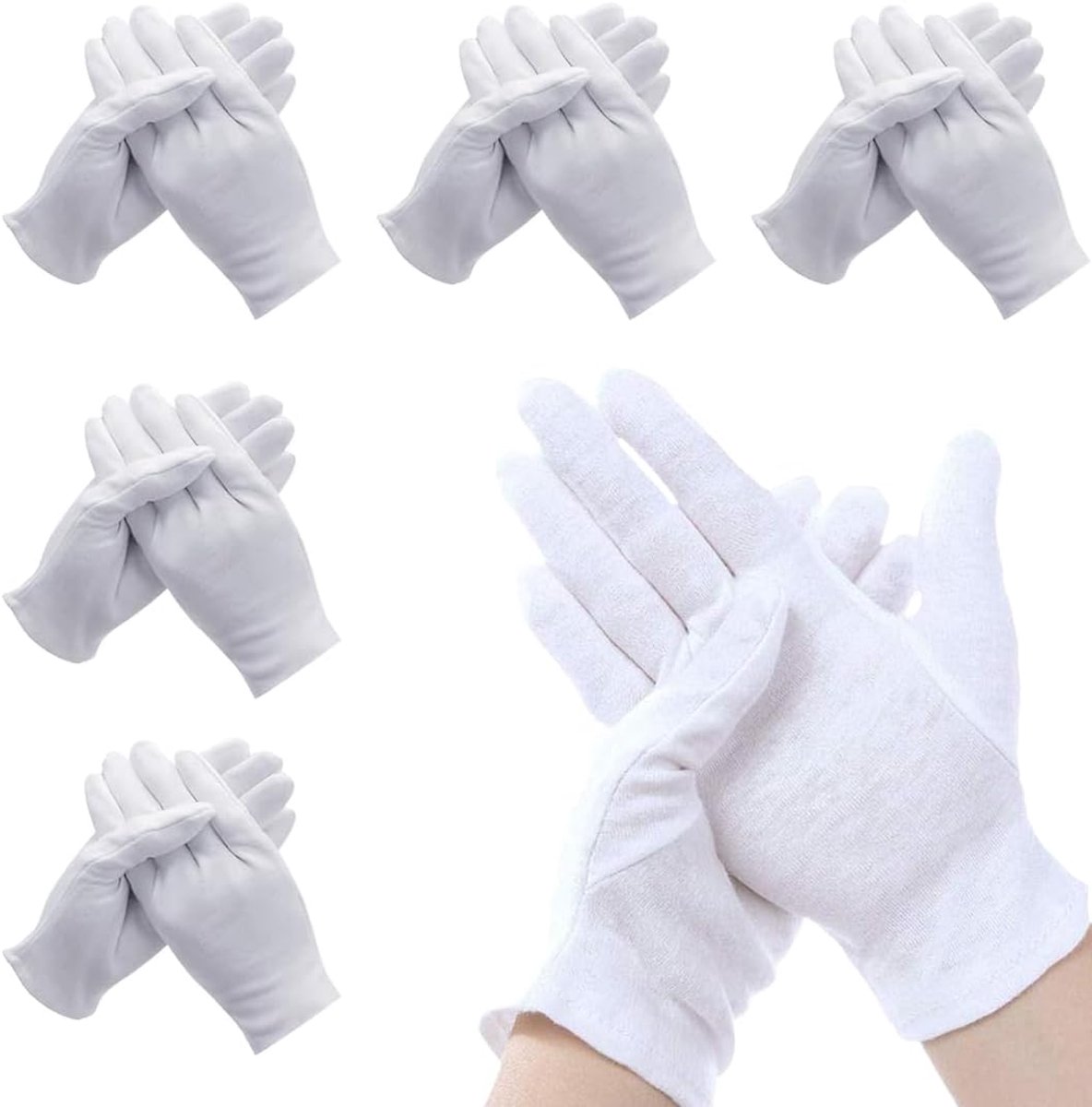6 paar witte katoenen handschoenen, hydraterend voor eczeem, werkhandschoenen tegen neurodermitis, beschermende handschoenen tegen eczeem voor droge en gevoelige huid