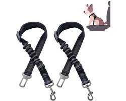 Hondenveiligheidsgordel voor honden - 2 stuks autoveiligheidsgordels - verstelbaar - met schokdemping en karabijnhaak - veiligheidsgordel voor honden en katten - 50-70 cm
