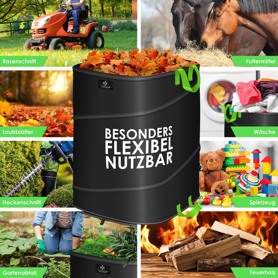 KESSER® Pop-up tuinzak set van 2 x 175 liter - Zelfstaand en opvouwbaar - Zwart/lichtgroen — afbeelding 5