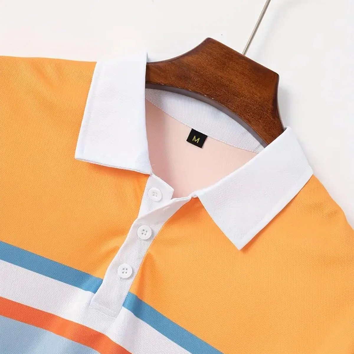 Sportshirt voor heren, gestreept, geruit, bedrukt, top met korte mouwen