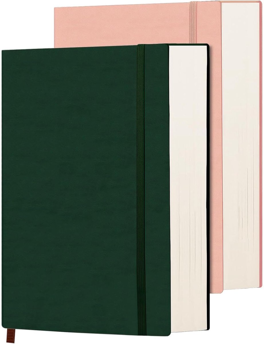 Schetsboek voor tekenen, schilderen, schrijven, schetsen en doedelen. Wit blanco papier. Ideaal voor kinderen, tieners en volwassenen, roze, groen