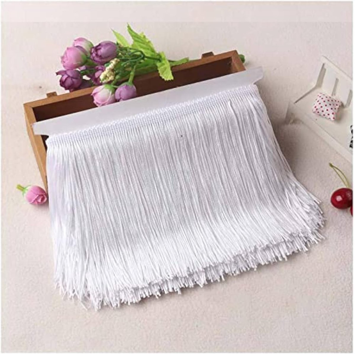 10 Yards of 4 Inch Franje Trim Kant Kwastje Wit Chainette Fringe Trim Lint voor Latin Dance Dress DIY Kleding Versiering Lamp Schaduw en Kussen Decoraties - Wit