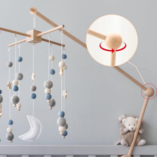 Mobiele houder voor baby's, beweegbare standaard van hout, baby- en kinderbed — afbeelding 4