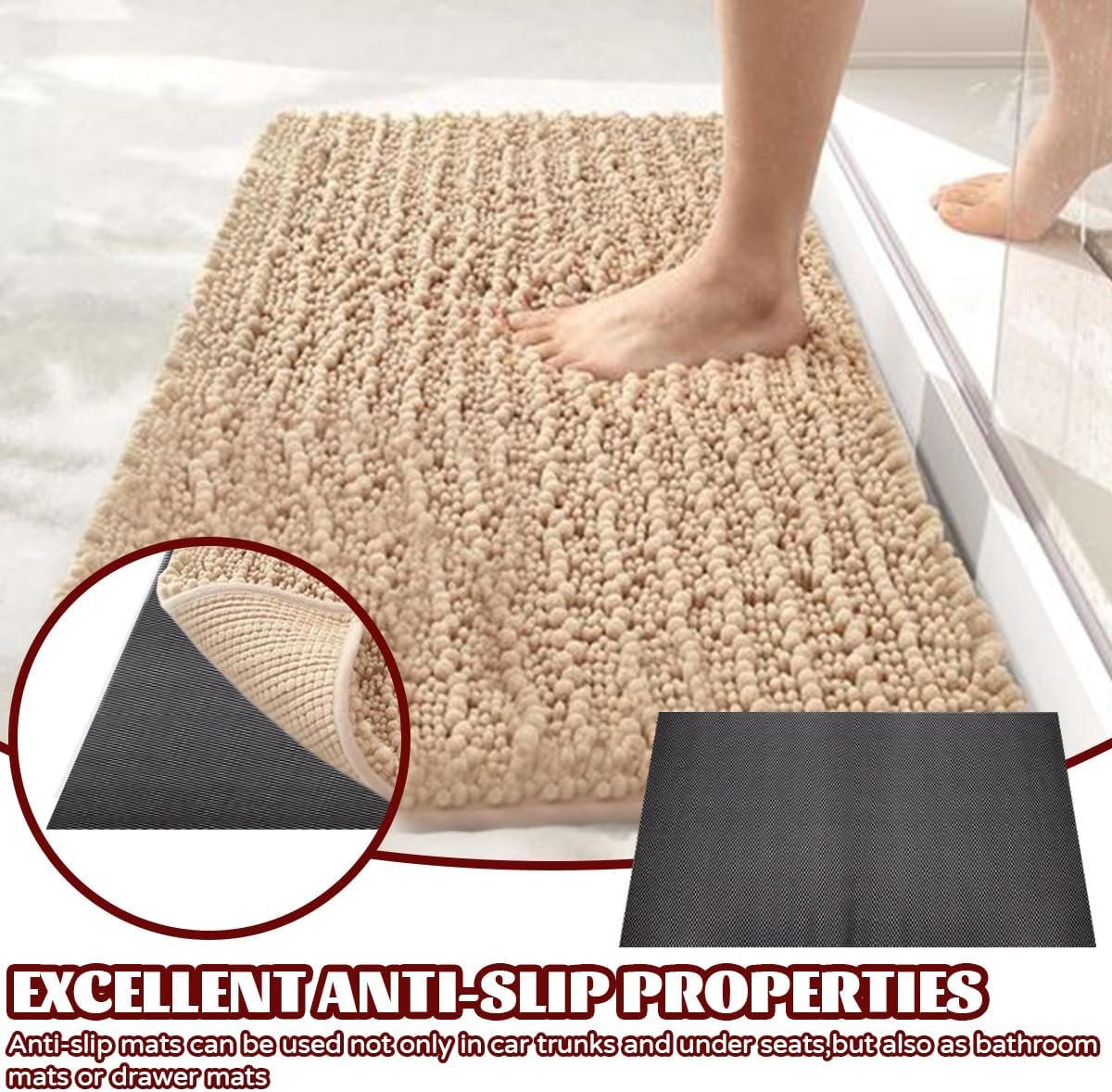 Antislipmat, pvc, 80 x 130 cm, antislip, veelzijdig, antislip, zwart, kofferbakmat, antislip, voor honden, voor badkamer, laden, vloer