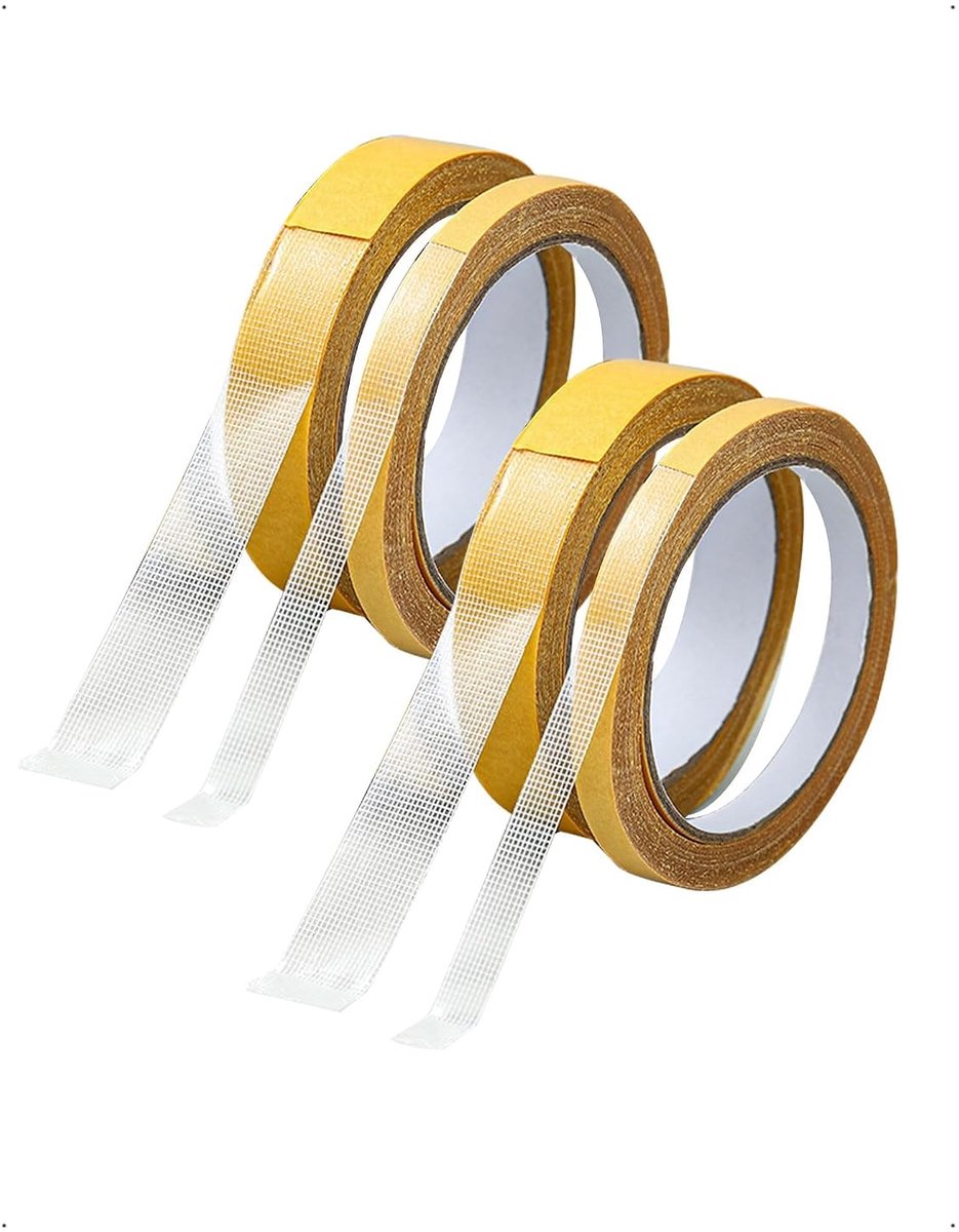 Dubbelzijdig textieltape 1cm & 2cm - zelfklevend - extra sterke hechting - ideaal voor kleding en gordijnen - ShopVlot