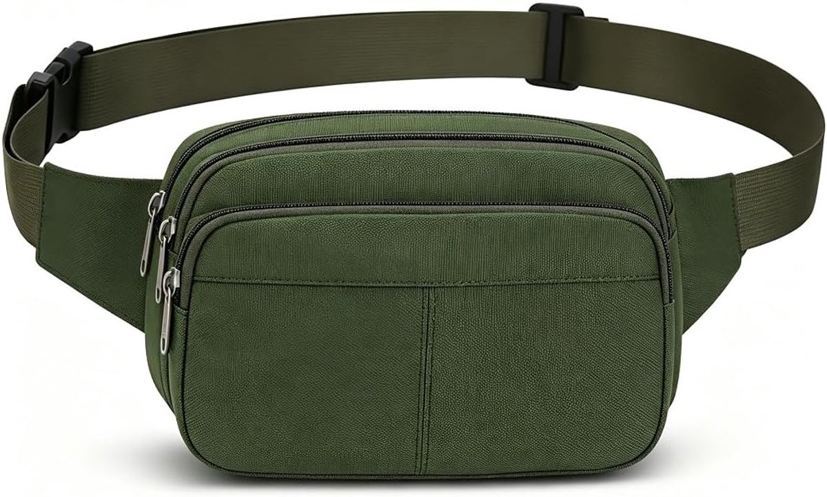 SnelShoppen - Waterproof Heuptas voor Mannen en Vrouwen, Sportieve Heuptas met Verstelbare Band voor Hardlopen, Wandelen, Fietsen, Joggen, Groen, Lich