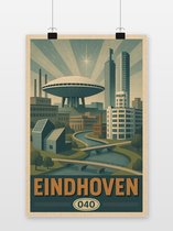Affiche Eindhoven - Posters Villes - Nederland - Texte - Evoluon - Décoration murale Salon - Papier 180 grammes - L6655WV - Format 70 x 100 cm