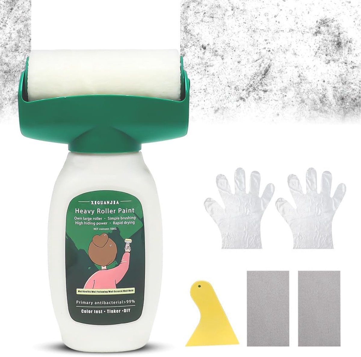 Muurherstel verfroller 500 g - 2 in 1 muurverfroller met herstelpad - milieuvriendelijk - ShopVlot