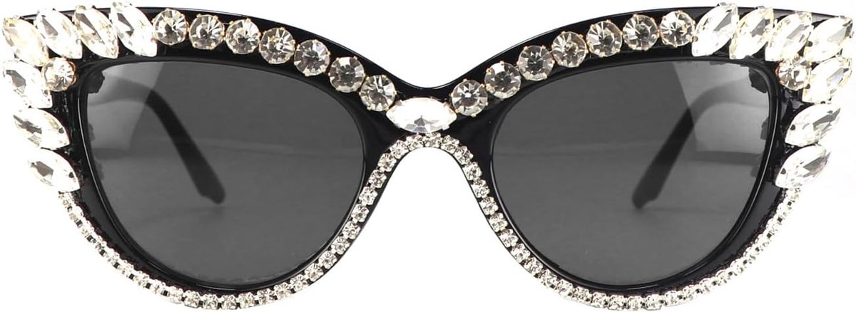 Cat Eye Zonnebril voor Vrouwen UV400 Bescherming met Strass Steentjes Vintage Stijl