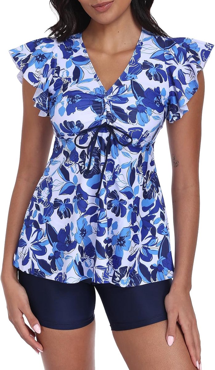 Tweedelig badpak voor dames, push-up tankini-set met zwemshorts, badmode