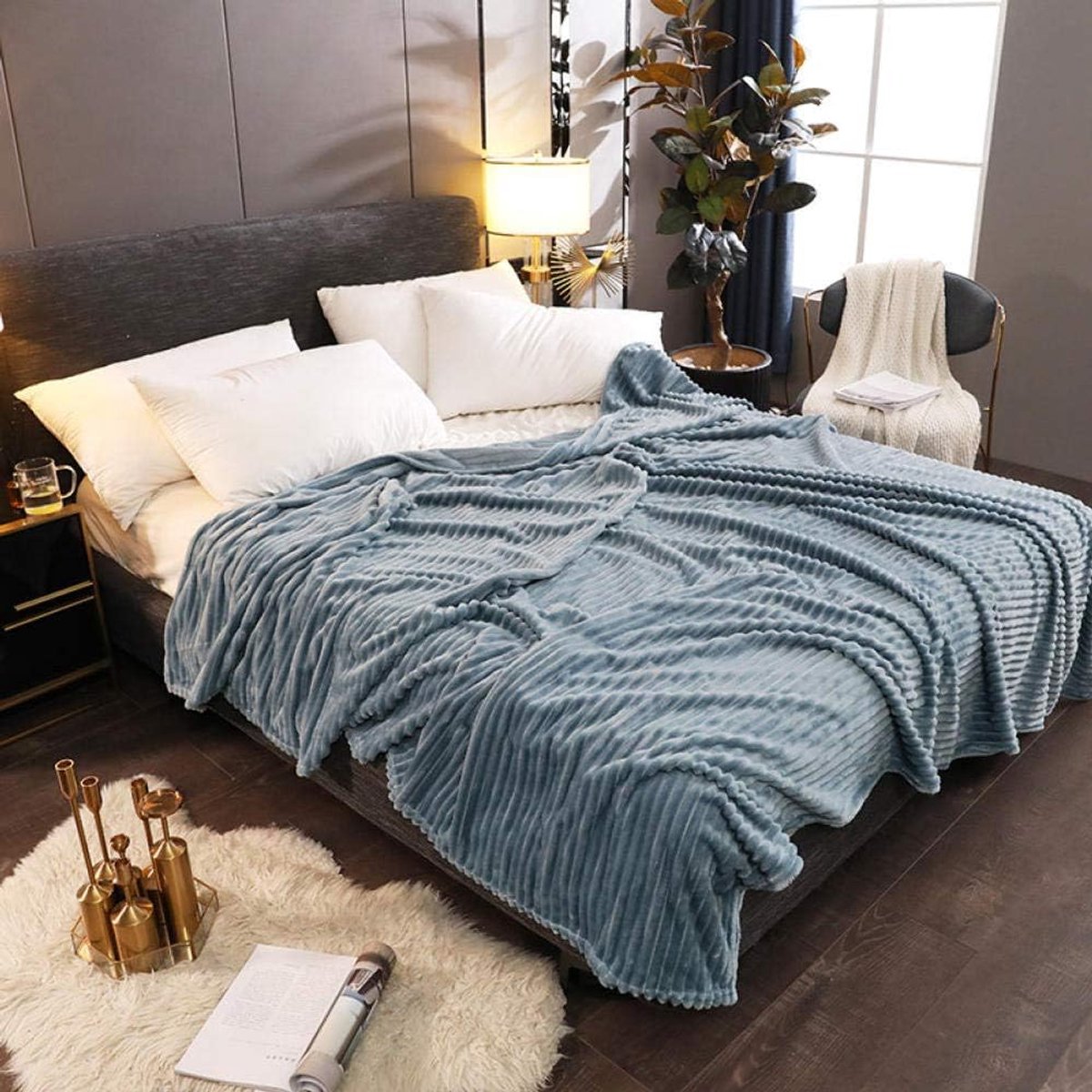 Graden van comfort gewogen deken queen size voor volwassenen - gelijkmatige gewichtsverdeling met premium glaskralen | Warme zware deken voor gebruik door één persoon -4_2 * 2,3 meter