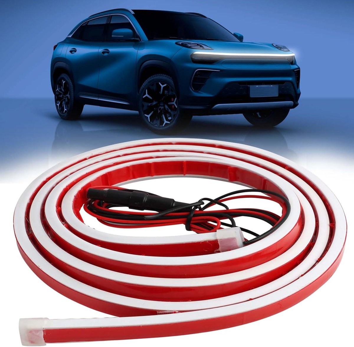 Ledstrip voor motorkap, 150 cm, buitenlicht voor motorkap, led, universeel voor dagritten, IP65, waterdicht, voor auto, vrachtwagen, SUV