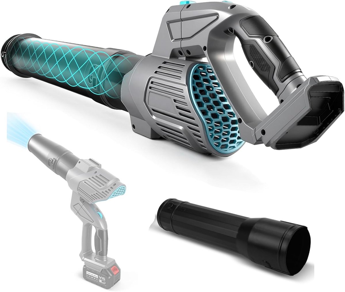 Panthem Accubladblazer, mini-ventilator, kleine blazer, draadloze luchtventilator, compatibel met Makita 18 V (zonder batterijen), voor gazononderhoud, bladblazer, elektrische luchtblazer voor het