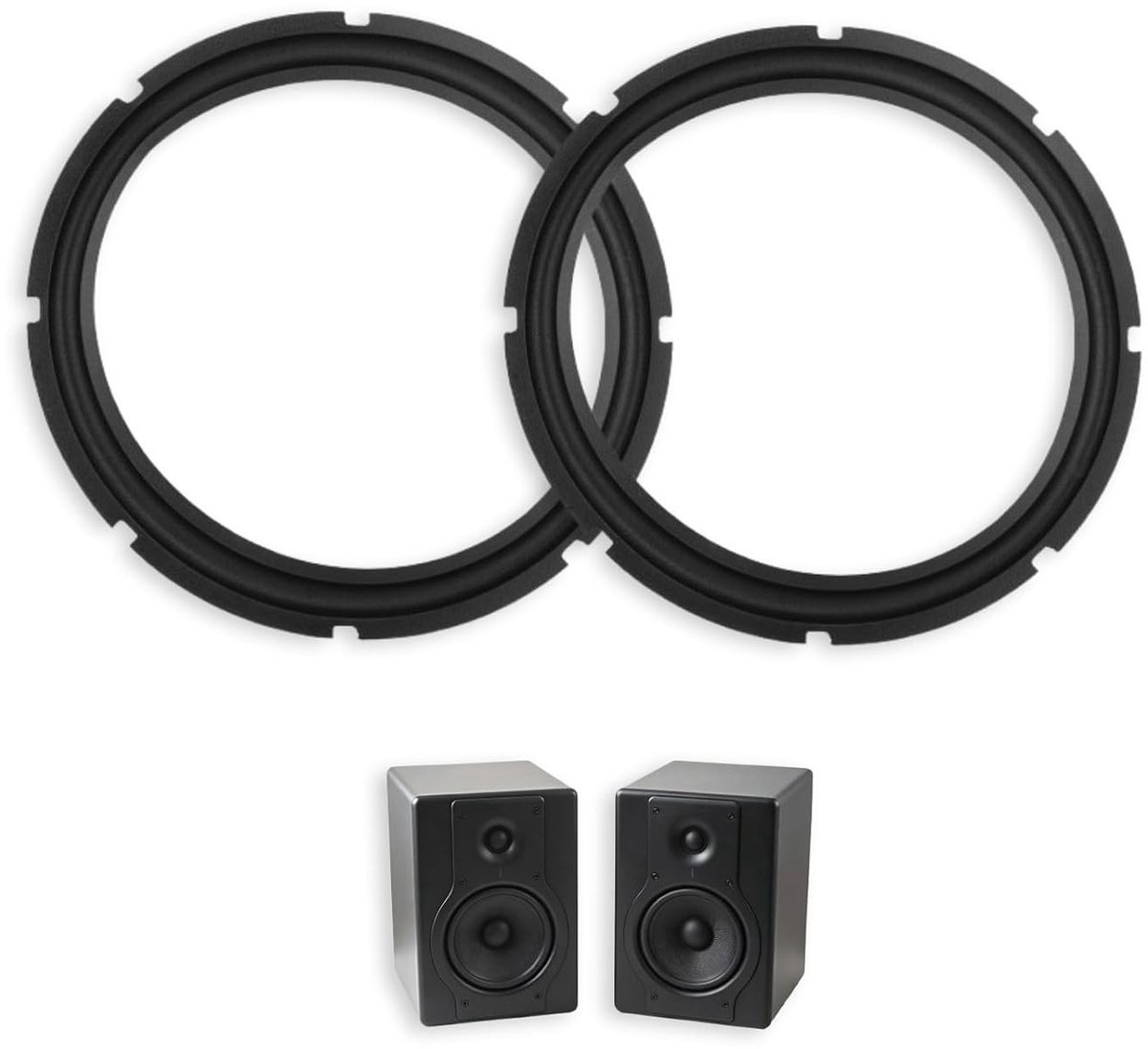 Reparatieset voor luidsprekerschuim-sluitingen, 2 stuks, 30,5 cm, universele geperforeerde rubberen luidspreker-schuimrubberen sluitringen, luidsprekerbeschermd gereedschap