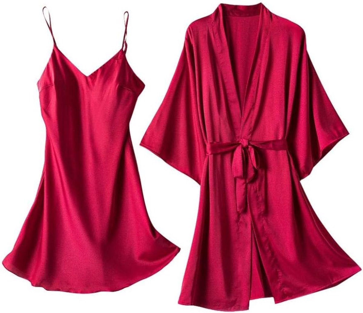 Kleding Satijn Zijden Robe & Gown Sets Dames Nachthemd Lingerie Gewaden Sexy Nachthemd Zijden Slaapjas