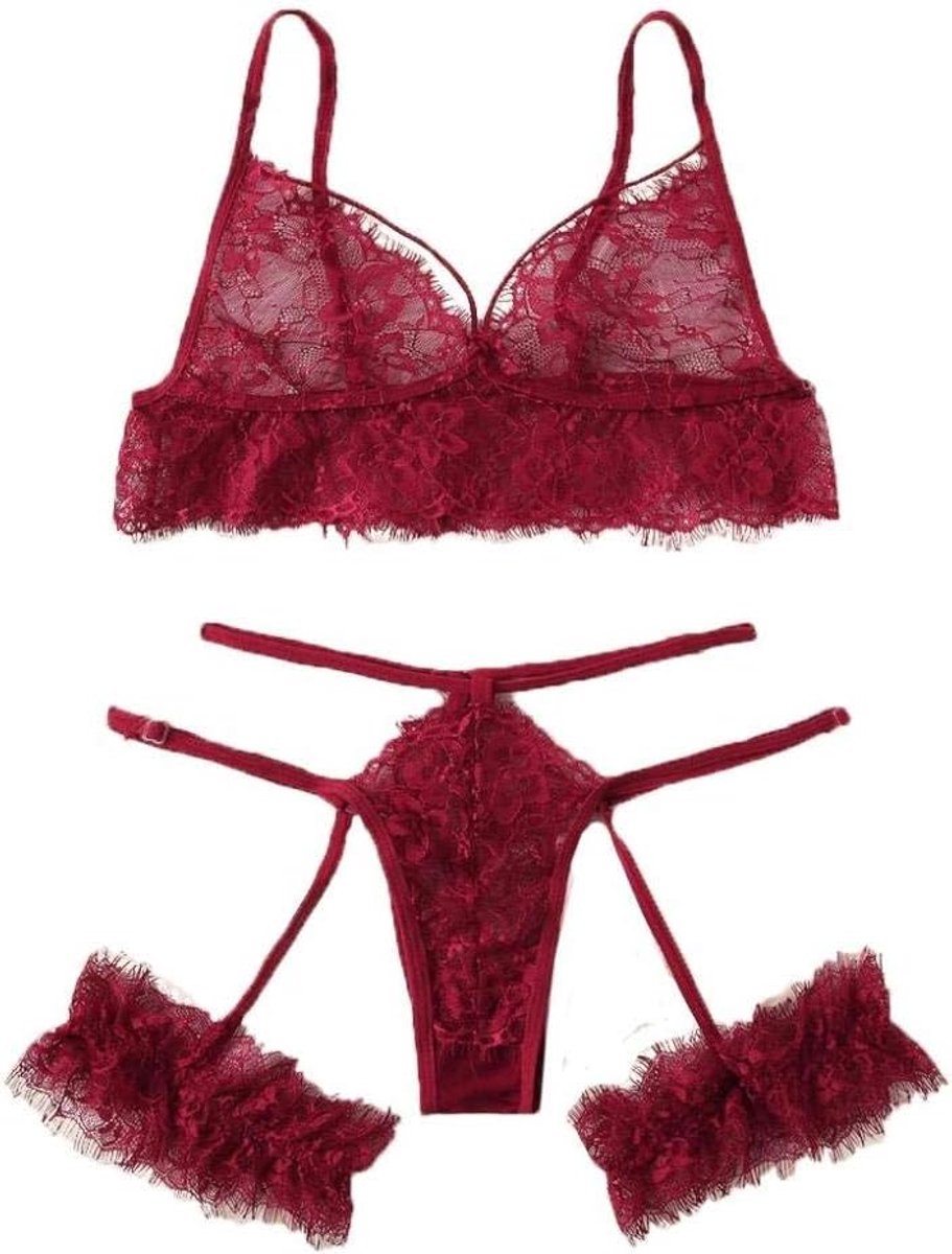 Bodystockings dames Kostuum Erotische Lingerie Vrouwen Kanten Beha String Kousenband Ondergoed Transparante Nachtkleding Porno Verleiding Sexy