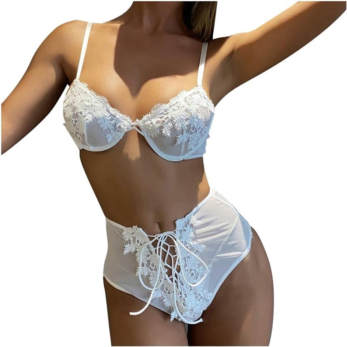 Bodystockings dames Vrouwen Sexy Ondergoed Sheer Mesh Lingerie String Opengewerkte Bandage Set