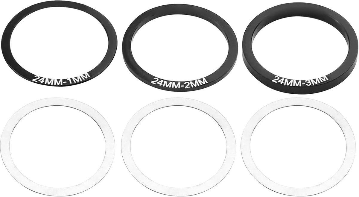 Set van 6 afdichtingen voor binnenlagers voor fiets, 24 mm zwengel, onderste afstandhouders en sluitringen, compatibel met BB86/91/92/BB30/PF30, accessoires voor krukas en binnenlager