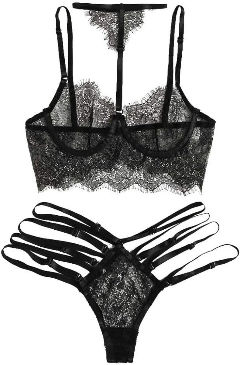 Dames Damesondergoed Transparant Kant Sexy Lingerie Set Hollow Bra Thong Kleding