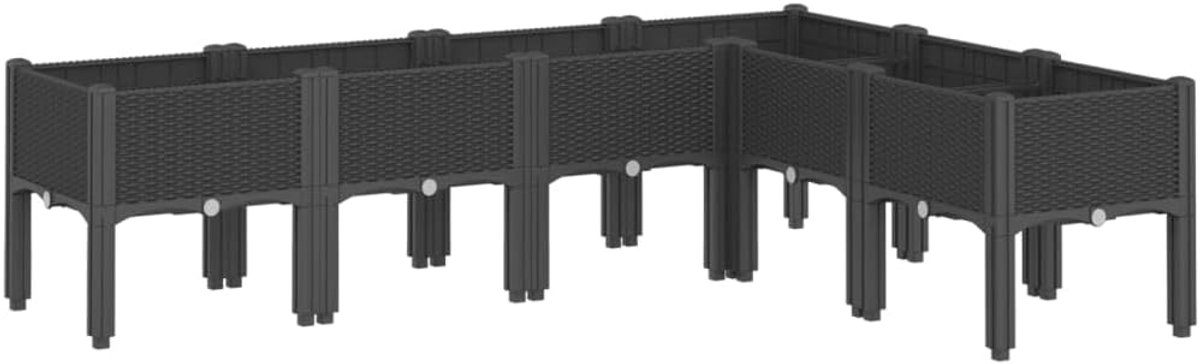 Plantenbak met poten zwart 160x120x42 cm