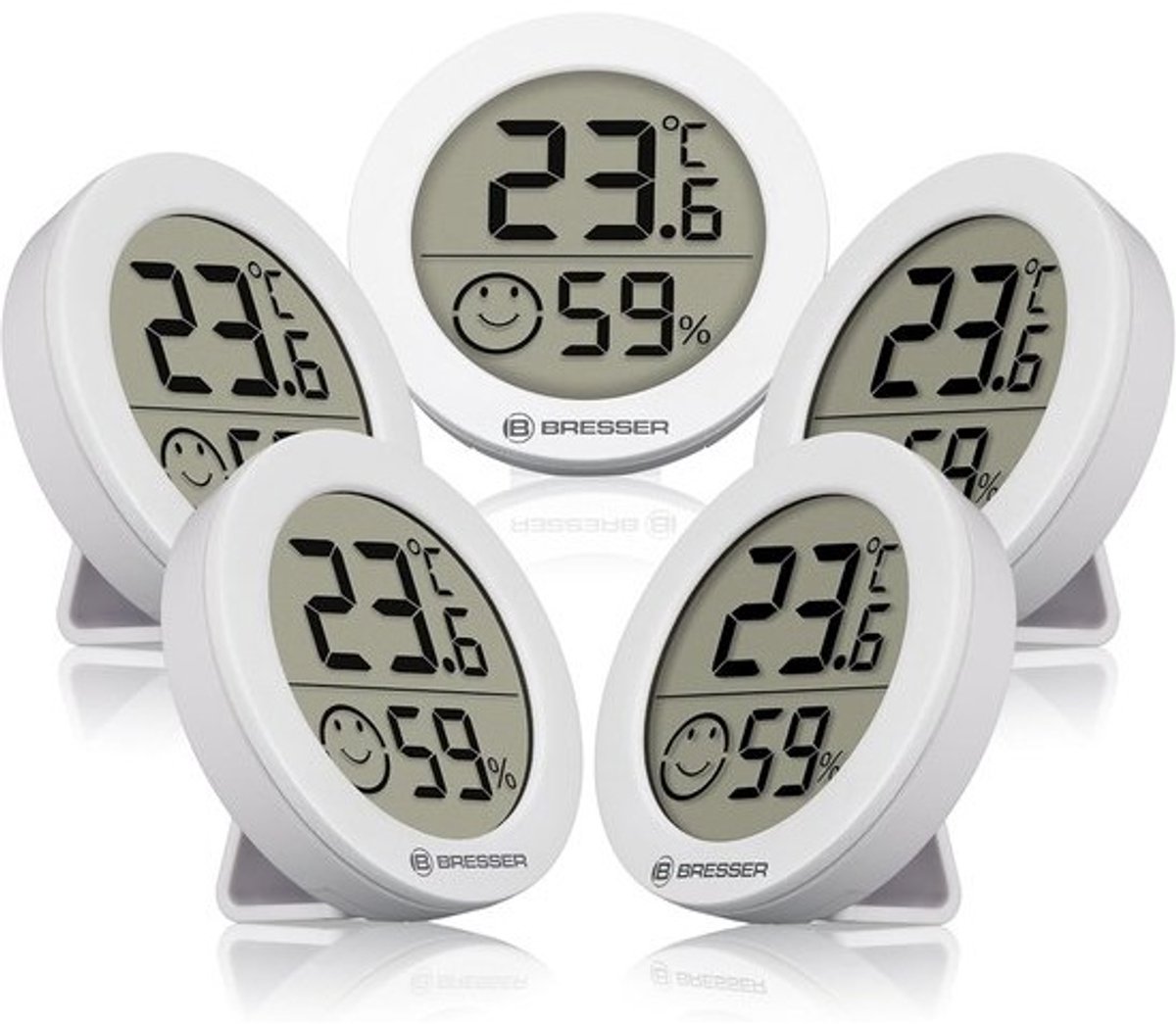 Thermo-/hygrometer Set - 5 delig - Binnenklimaatmeter voor Temperatuur en Luchtvochtigheid