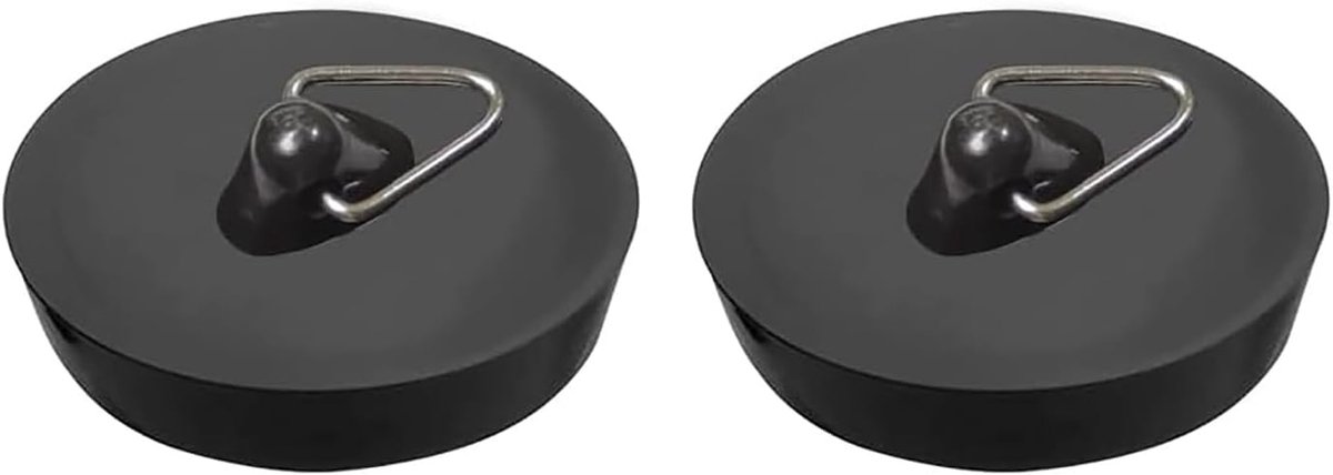 2 stuks rubberen afvoerstop voor gootsteen, badkuip, wastafelstop, rubberen stop voor spoelbakken, badkuipen en keukens (zwart) (Ø41-45 mm)
