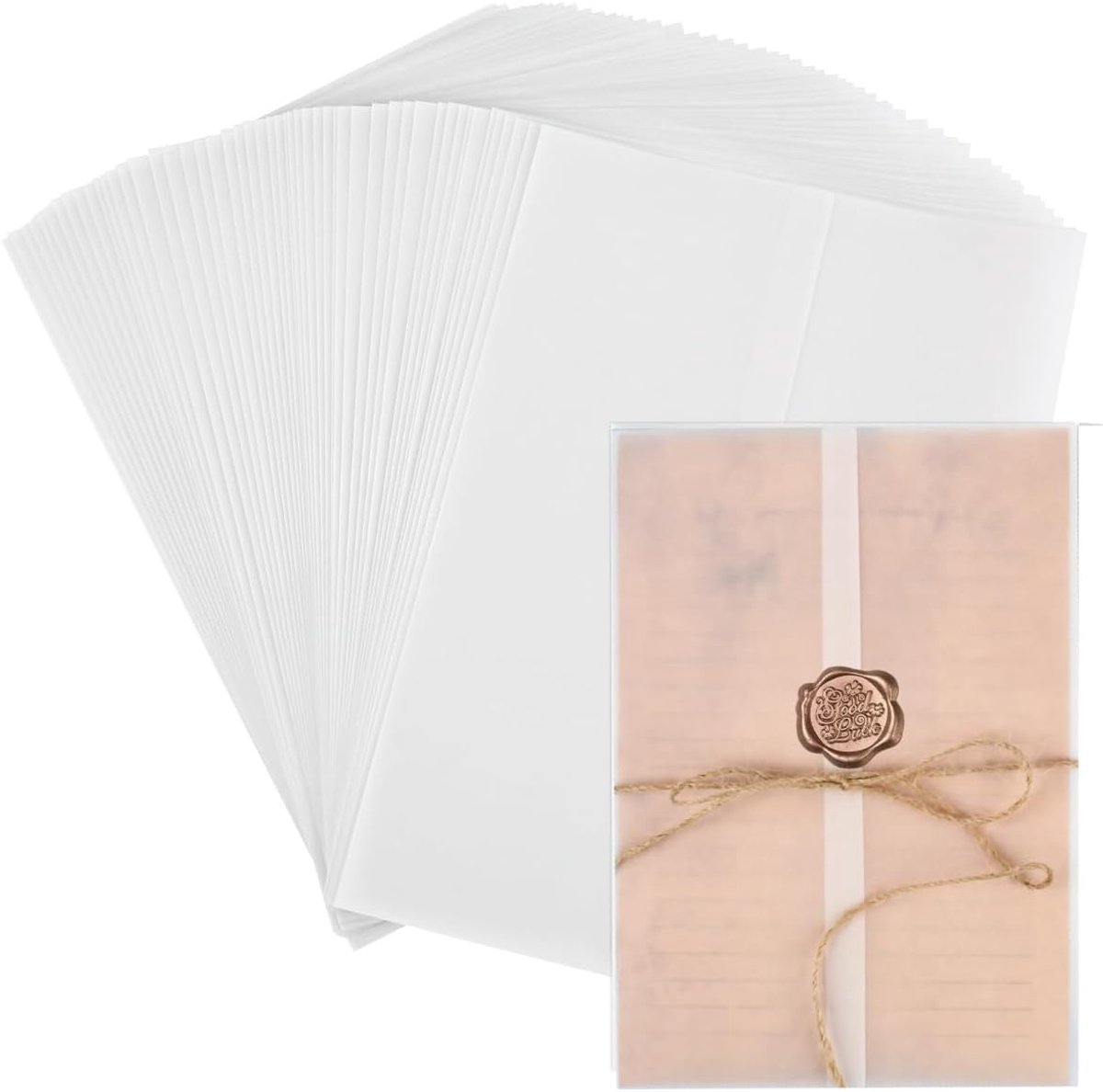 Uitnodigingen afdrukbaar, 15 x 22 cm voorgevouwen A5 papier jas, doorschijnend vellum wrap voor huwelijk, bruids- en babyshower
