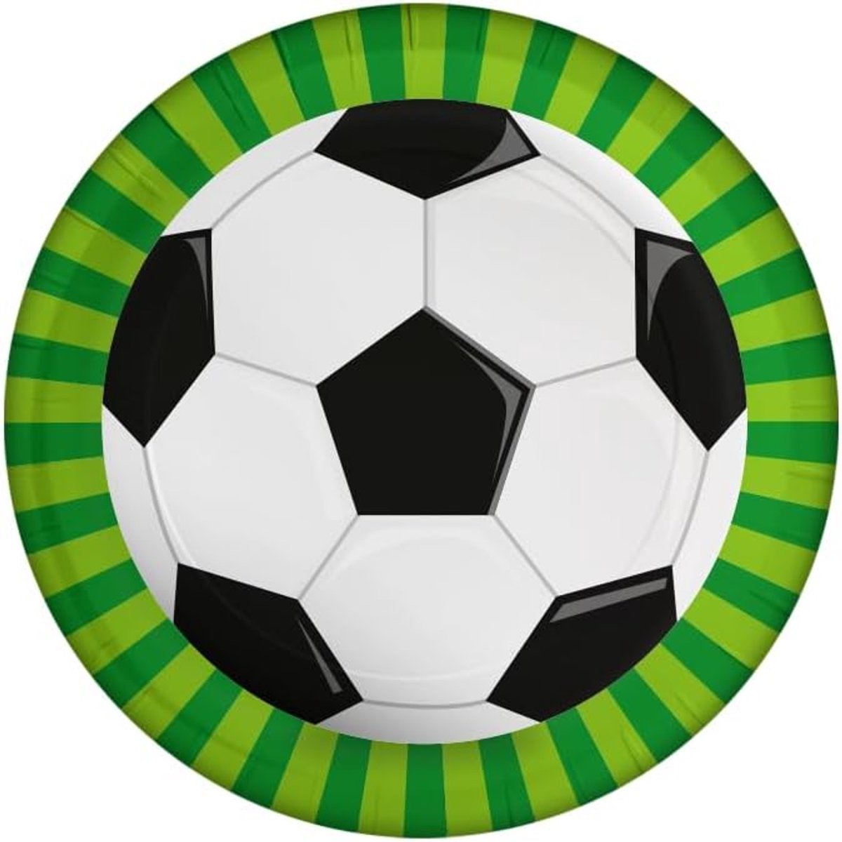8 stuks papieren borden in voetbaldesign - wegwerpservies voor kinderverjaardagen - leuke borden met voetbalmotief - papieren borden voor kinderverjaardagen - 22,6 x 22,6 x 1,6 cm